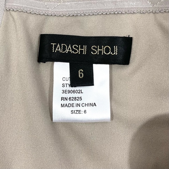 Tadashi Shoji Max Lace Dress Women’s Size 6 Off The Shoulder Taupe Belted. - Picture 8 of 13